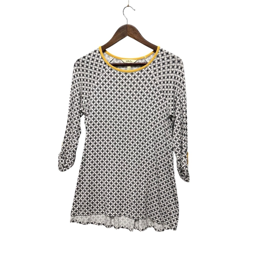 Matilda Jane Womens Blouse Sz S Believe Starstruck Tunic Top Gray Yellow Stretch